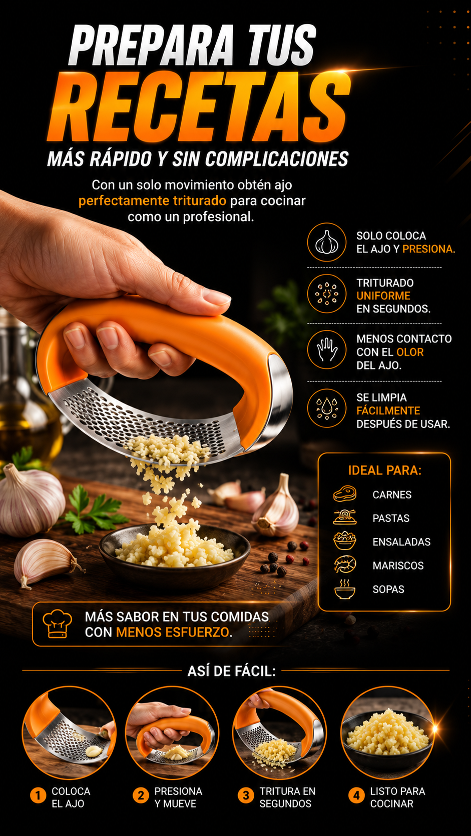 Triturador de Ajo Fácil y Rápido